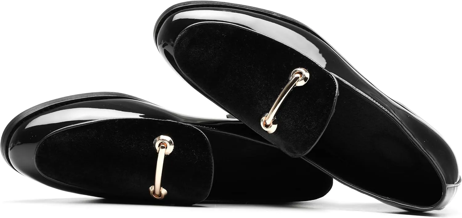 Santimon Fashion Loafers Men Dress Suede Patent Leather Driving Flats Slip on Moccasins Casual Shoes