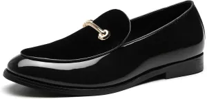 Santimon Fashion Loafers Men Dress Suede Patent Leather Driving Flats Slip on Moccasins Casual Shoes