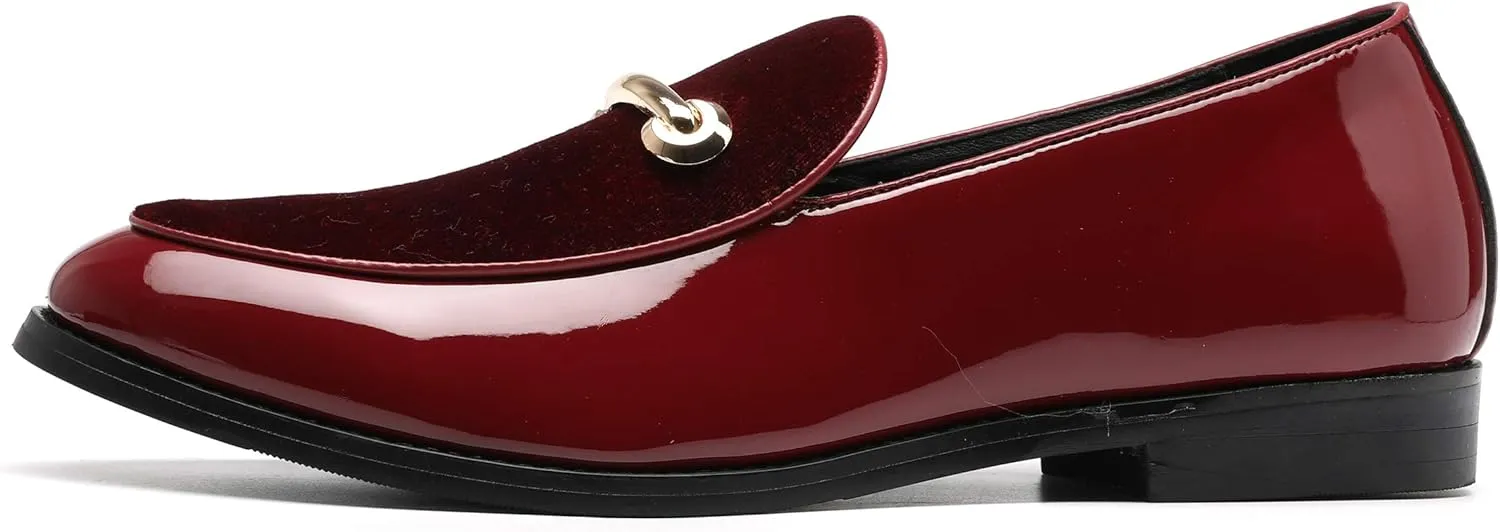 Santimon Fashion Loafers Men Dress Suede Patent Leather Driving Flats Slip on Moccasins Casual Shoes