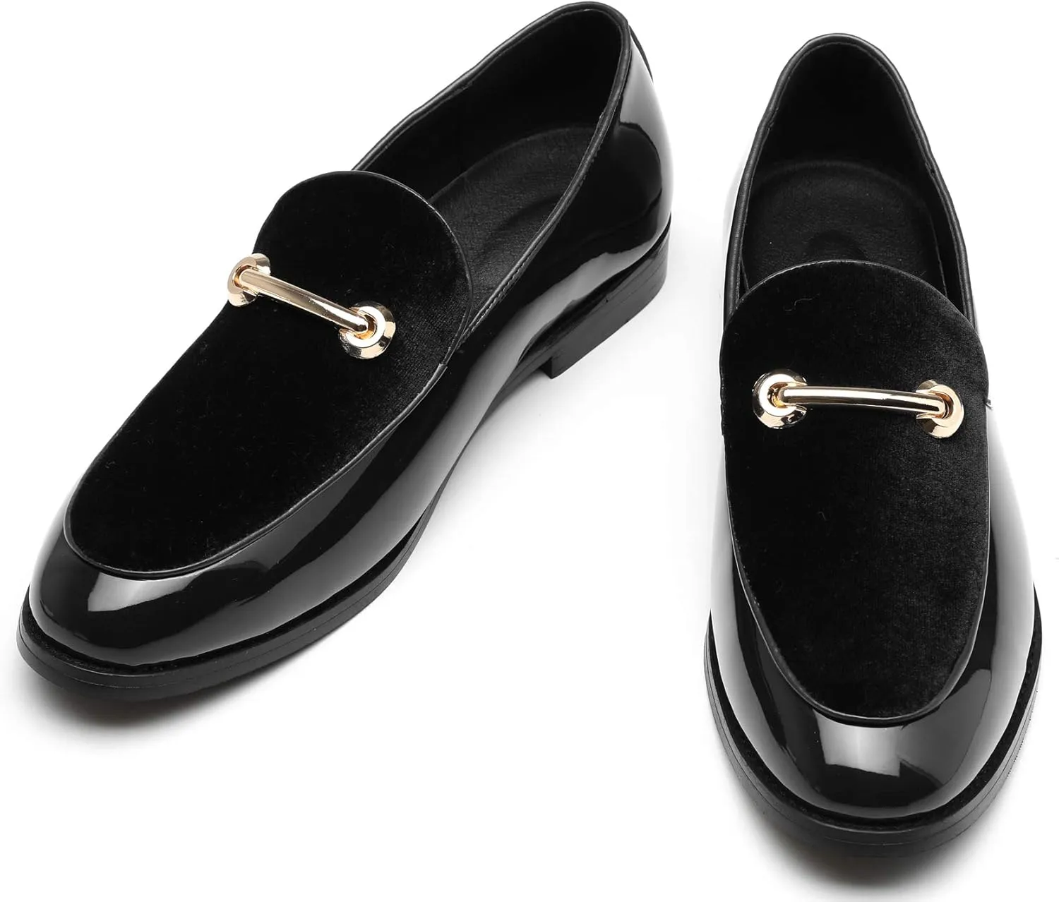 Santimon Fashion Loafers Men Dress Suede Patent Leather Driving Flats Slip on Moccasins Casual Shoes