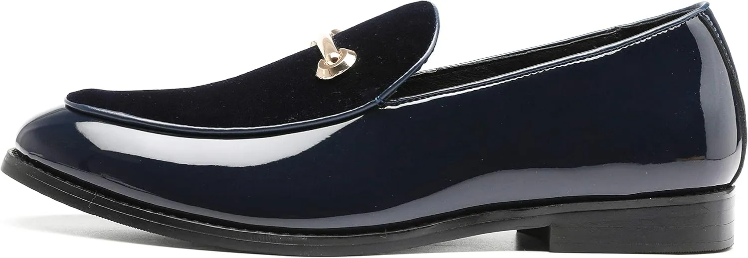 Santimon Fashion Loafers Men Dress Suede Patent Leather Driving Flats Slip on Moccasins Casual Shoes