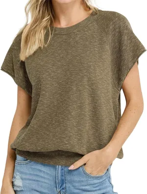 Saodimallsu Womens Short Sleeve Crewneck Sweater Summer Tops Casual Loose Knit Lightweight Basic Pullover Shirts