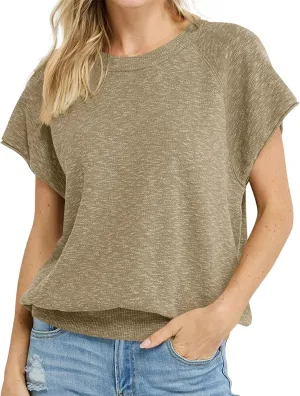 Saodimallsu Womens Short Sleeve Crewneck Sweater Summer Tops Casual Loose Knit Lightweight Basic Pullover Shirts