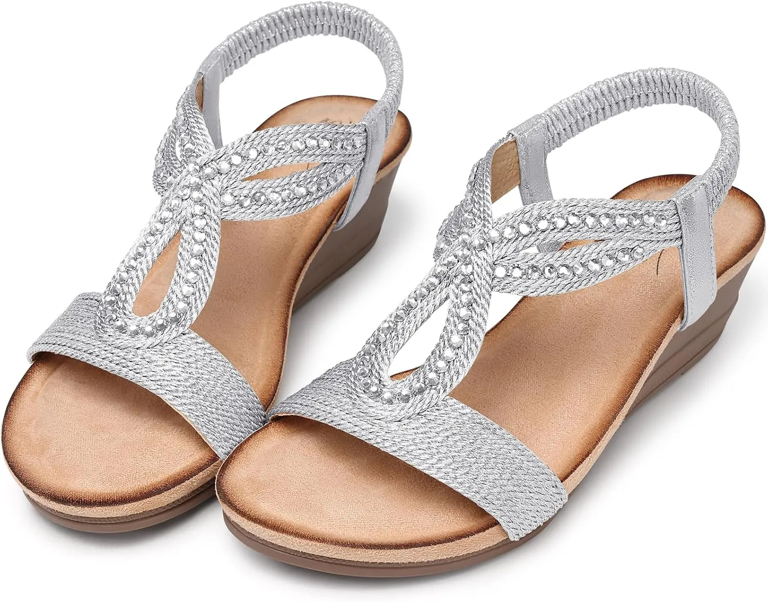 SHIBEVER Wedge Sandals for Women Dressy: Summer Low Wedges Comfortable Open Toe Sandals
