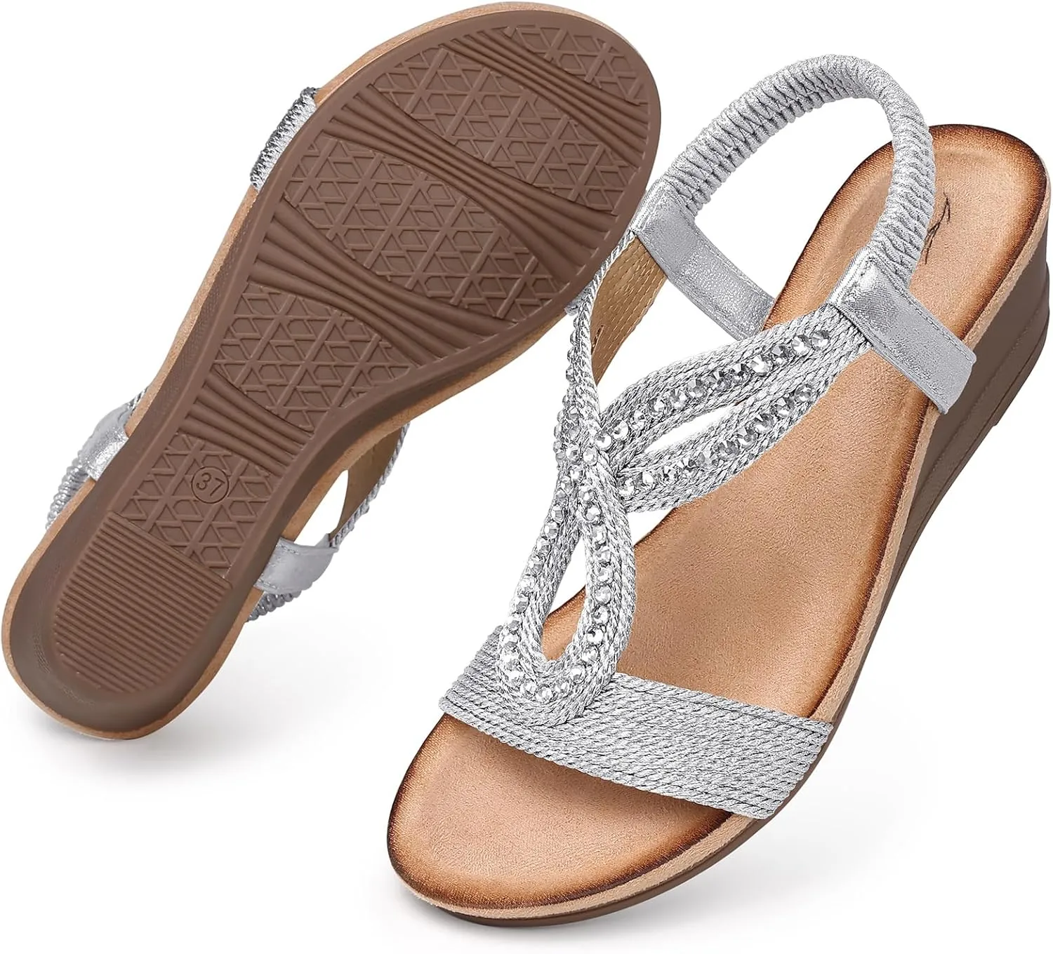 SHIBEVER Wedge Sandals for Women Dressy: Summer Low Wedges Comfortable Open Toe Sandals