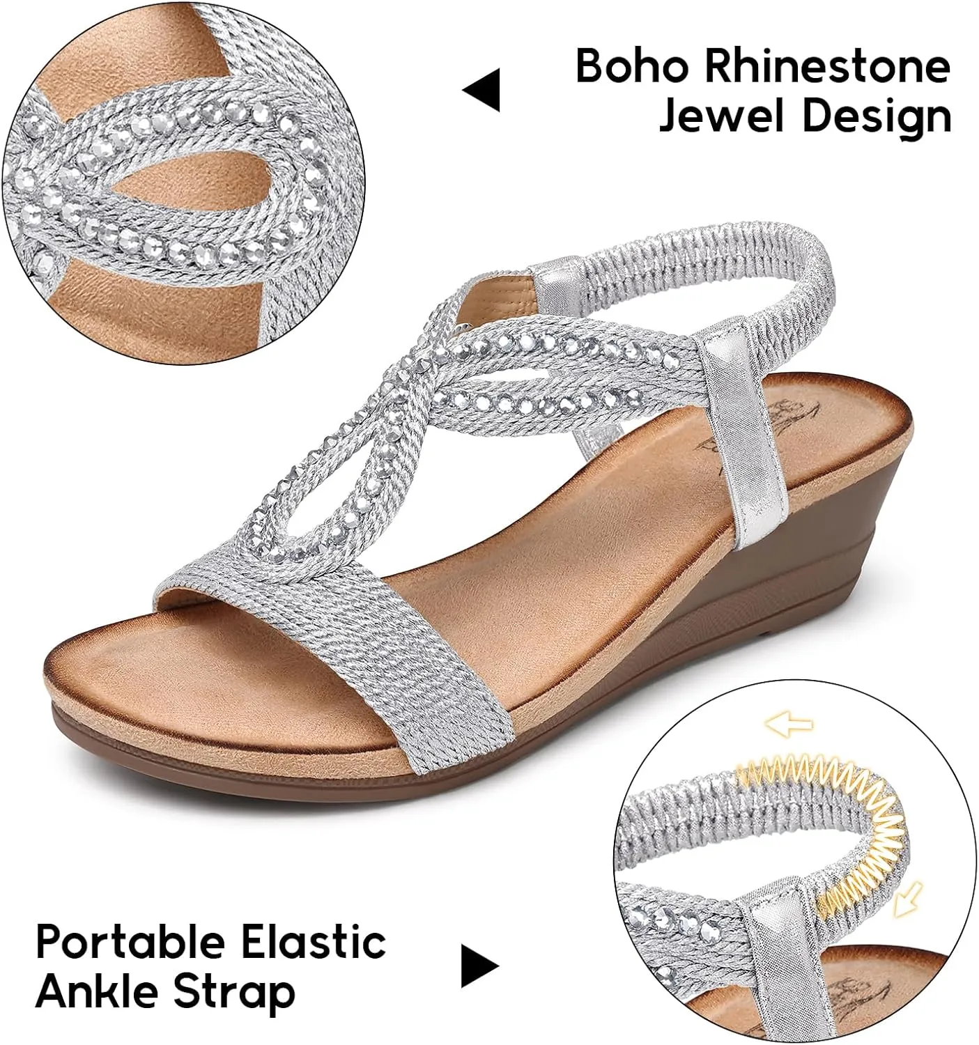 SHIBEVER Wedge Sandals for Women Dressy: Summer Low Wedges Comfortable Open Toe Sandals