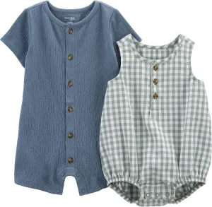 Simple Joys by Carter's baby-boys Button Rompers, Pack of 2