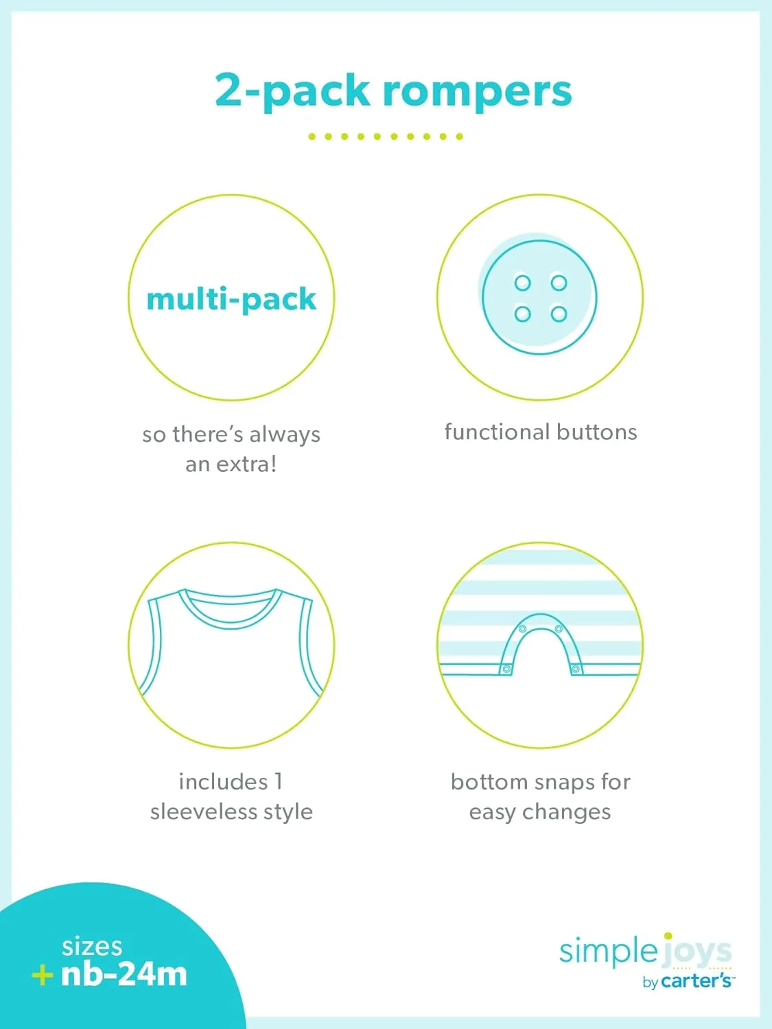 Simple Joys by Carter's baby-boys Button Rompers, Pack of 2