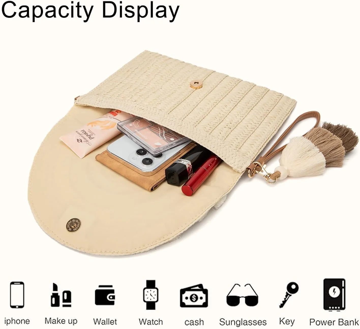 Small Straw Clutch Purses For Women Raffia Shoulder Beach Bag Summer Woven Purse Envelope Crossbody Handbag Wallet