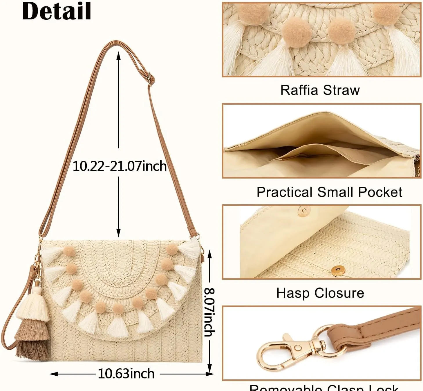 Small Straw Clutch Purses For Women Raffia Shoulder Beach Bag Summer Woven Purse Envelope Crossbody Handbag Wallet