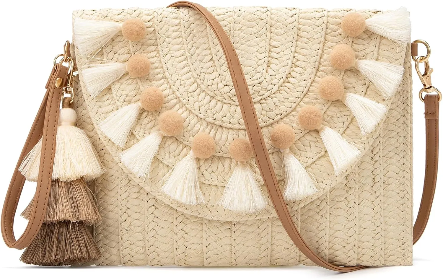 Small Straw Clutch Purses For Women Raffia Shoulder Beach Bag Summer Woven Purse Envelope Crossbody Handbag Wallet