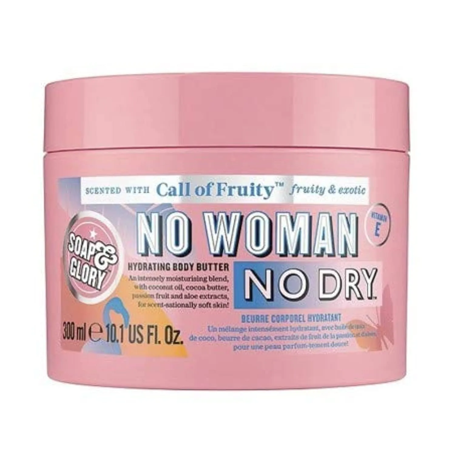 Soap & Glory Call of Fruity Body Butter - Moisturizing Body Cream with Vitamin E, Coconut Oil & Aloe Extracts - Tropical Fruits, Juicy Melon & Hibiscus Cocoa Butter for Dehydrated Skin (300ml)