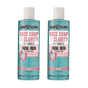 Soap & Glory Gentle Exfoliating Face Wash & Vitamin C Cleanser - 3-in-1 Exfoliator, Makeup Remover & Hydrating Facial Cleanser for Clean, Smooth & Radiant Skin for All Skin Types (350ml, 2 Pack)