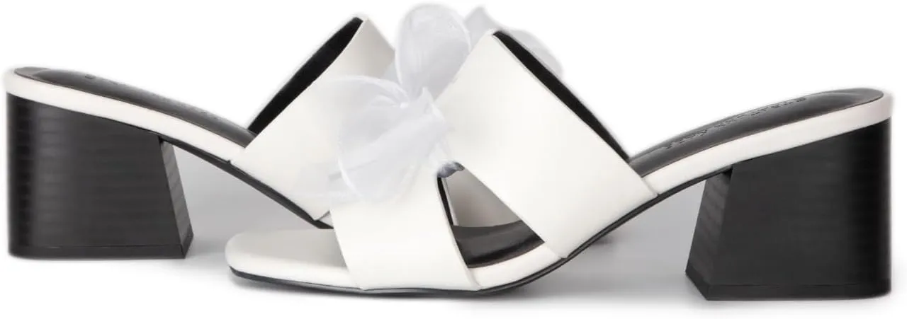 Square Open Toe Slip on Heels Chunky Heeled Sandals Black White Brown Dress Sandals for Women