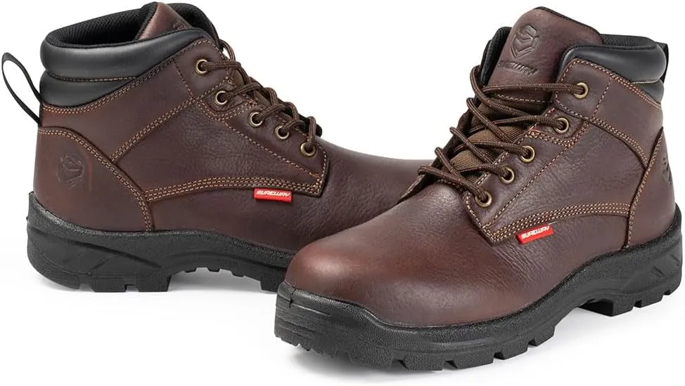 SUREWAY Men's Waterproof Steel/Soft Hiking Work Boots, Lightweight Ultility Lace Up Round Toe Shoes,Water Proof Tactical Military Outdoor Ankle Mens Boot for Construction, Roofing, Hunting
