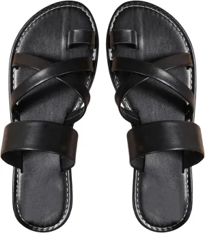 SweatyRocks Women's Criss Cross Strappy Sandals Open Toe Thong Sandals Beach Summer Slippers