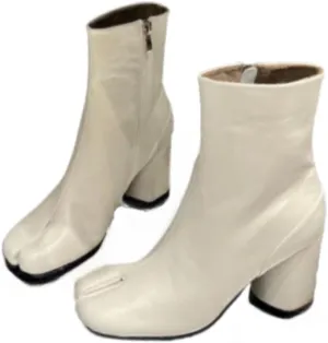 Tabi Boots Women Ankle Boots Low Heel Block Heels Booties - Low Top Split Toe Shoes Cute Casual Retro Trendy Comfortable Walking Lightweight Preppy Female Solid All-Match for Daily Wear Beach Travel