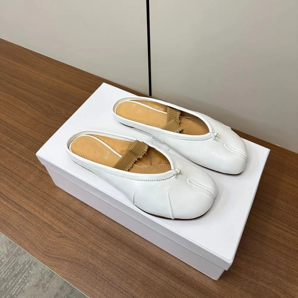 Tabi Shoes Split Toe Mules Loafers Leather Women Girls Slip on - Kawaii Soft Elastic Strap Cute Casual Comfortable Walking Lightweight All-Match for Daily Wear Beach Travel Standing All Day Business