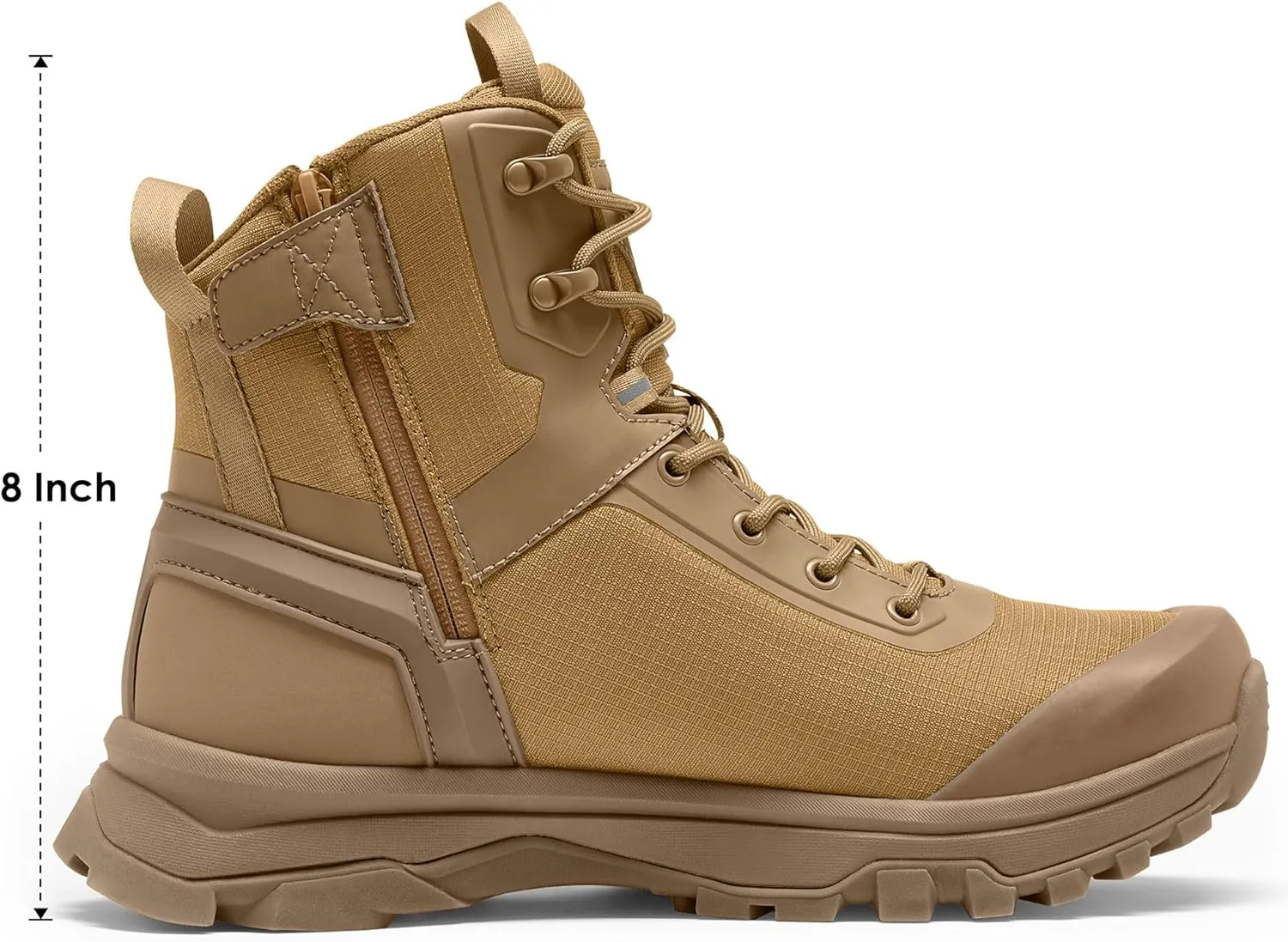 Tactical Boots for Men Lightweight Military Combat Boot Side Zipper Motorcycle Hiking Work Boots Waterproof 8 Inches