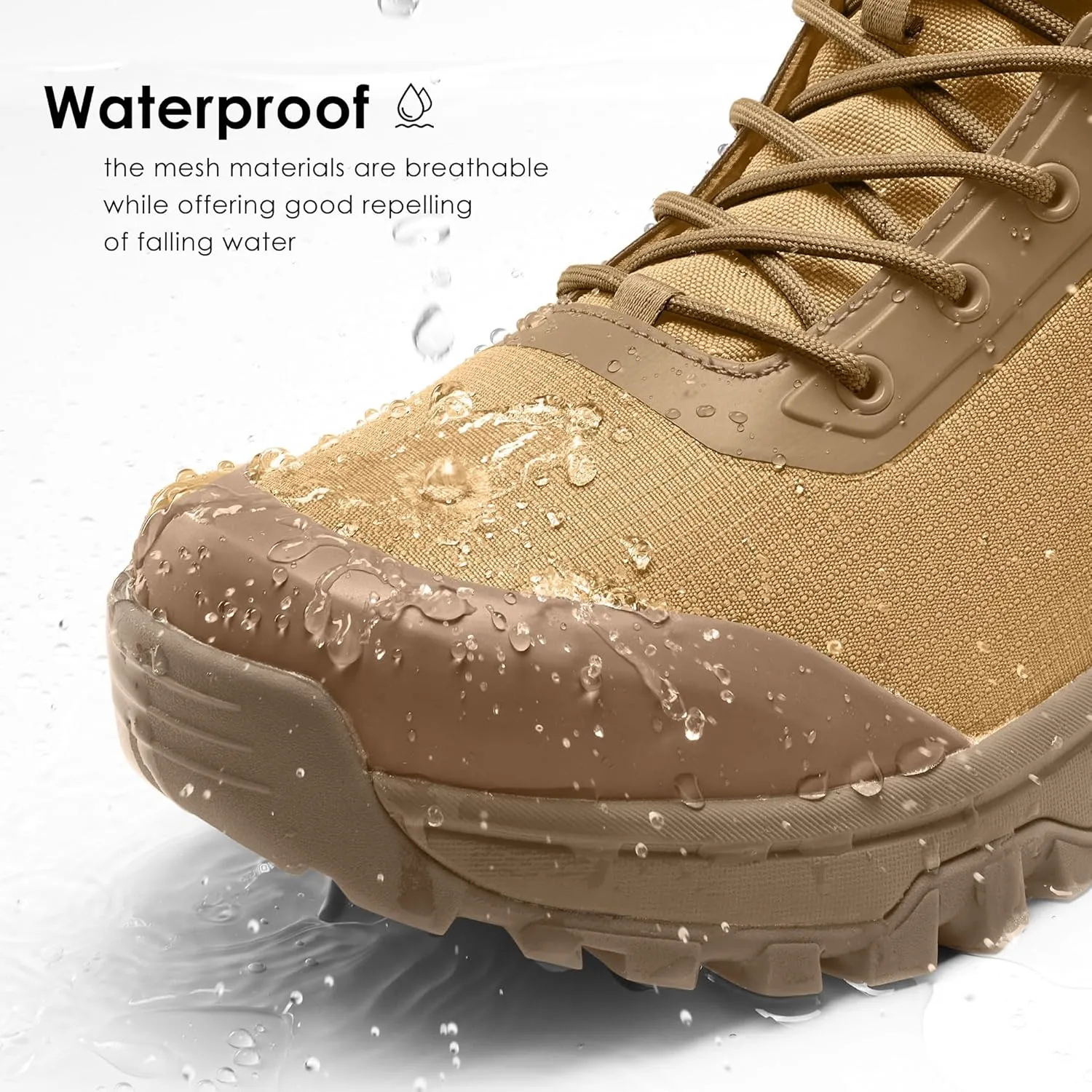 Tactical Boots for Men Lightweight Military Combat Boot Side Zipper Motorcycle Hiking Work Boots Waterproof 8 Inches