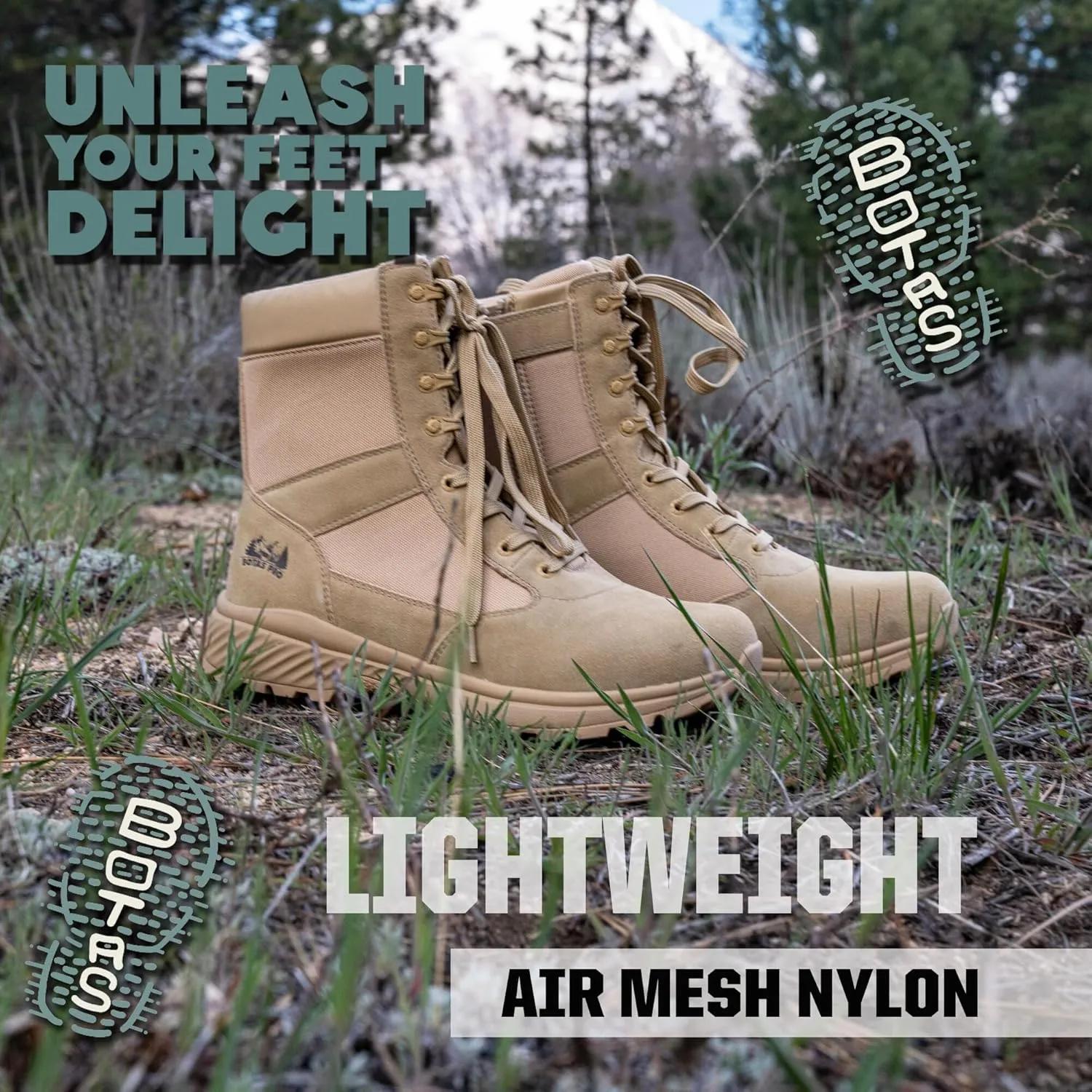 Tactical Boots for Men with Side Zipper, 8 inch Outdoor Military Work Hiking Boot(BP701-703)