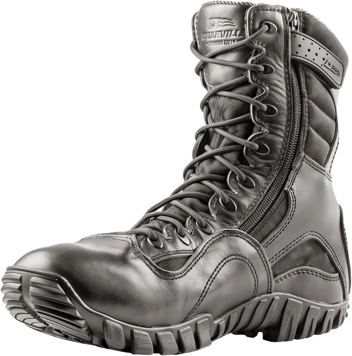 Tactical Research Khyber TR960Z 8" Lightweight Black Tactical Boots for Men with Zipper - Designed for Police, EMS, and Security Personnel with Vibram Ibex Traction Outsole