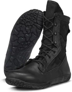 Tactical Research Mini-Mil TR102 8 Inch Minimalist Tactical Boots for Men - Lightweight and Breathable Black Leather with Slip-Resistant Vibram Outsole