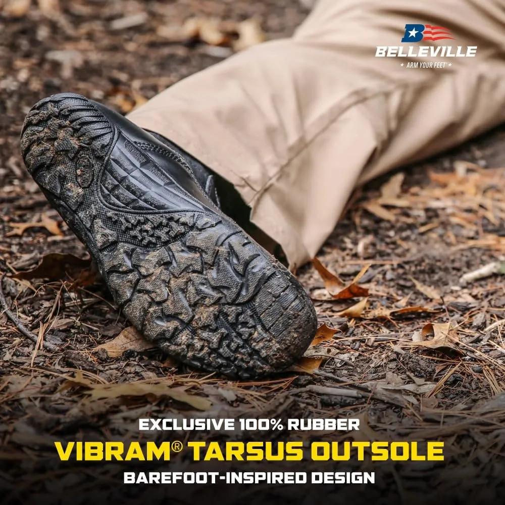 Tactical Research Mini-Mil TR102 8 Inch Minimalist Tactical Boots for Men - Lightweight and Breathable Black Leather with Slip-Resistant Vibram Outsole