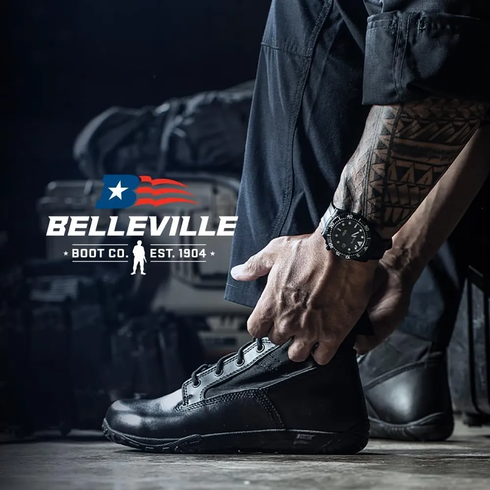 Tactical Research Mini-Mil TR102 8 Inch Minimalist Tactical Boots for Men - Lightweight and Breathable Black Leather with Slip-Resistant Vibram Outsole