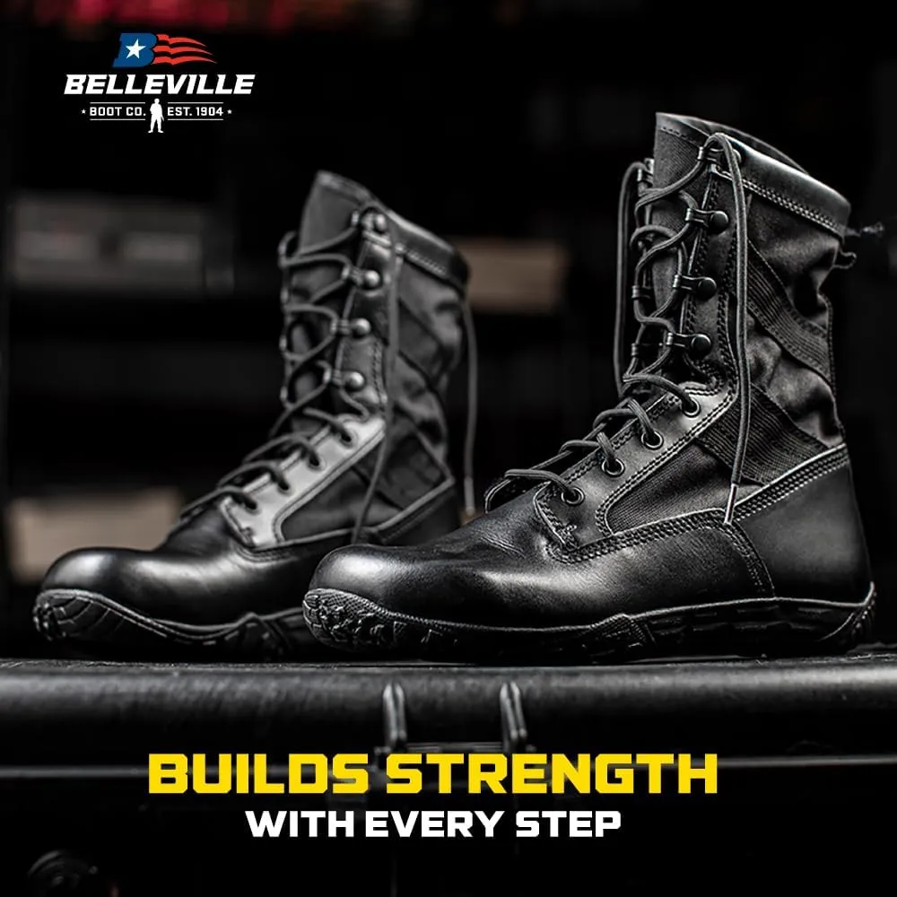 Tactical Research Mini-Mil TR102 8 Inch Minimalist Tactical Boots for Men - Lightweight and Breathable Black Leather with Slip-Resistant Vibram Outsole