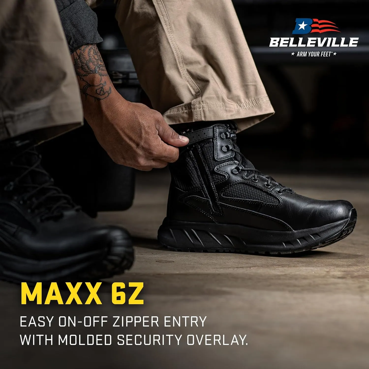TACTICAL RESEARCH TR MAXX 6Z 6" Ultra-Cushioned Maximalist Black Tactical Boots for Men with Zipper - Designed for Police, EMS, and Security with Slip-Resistant Vibram Outsole