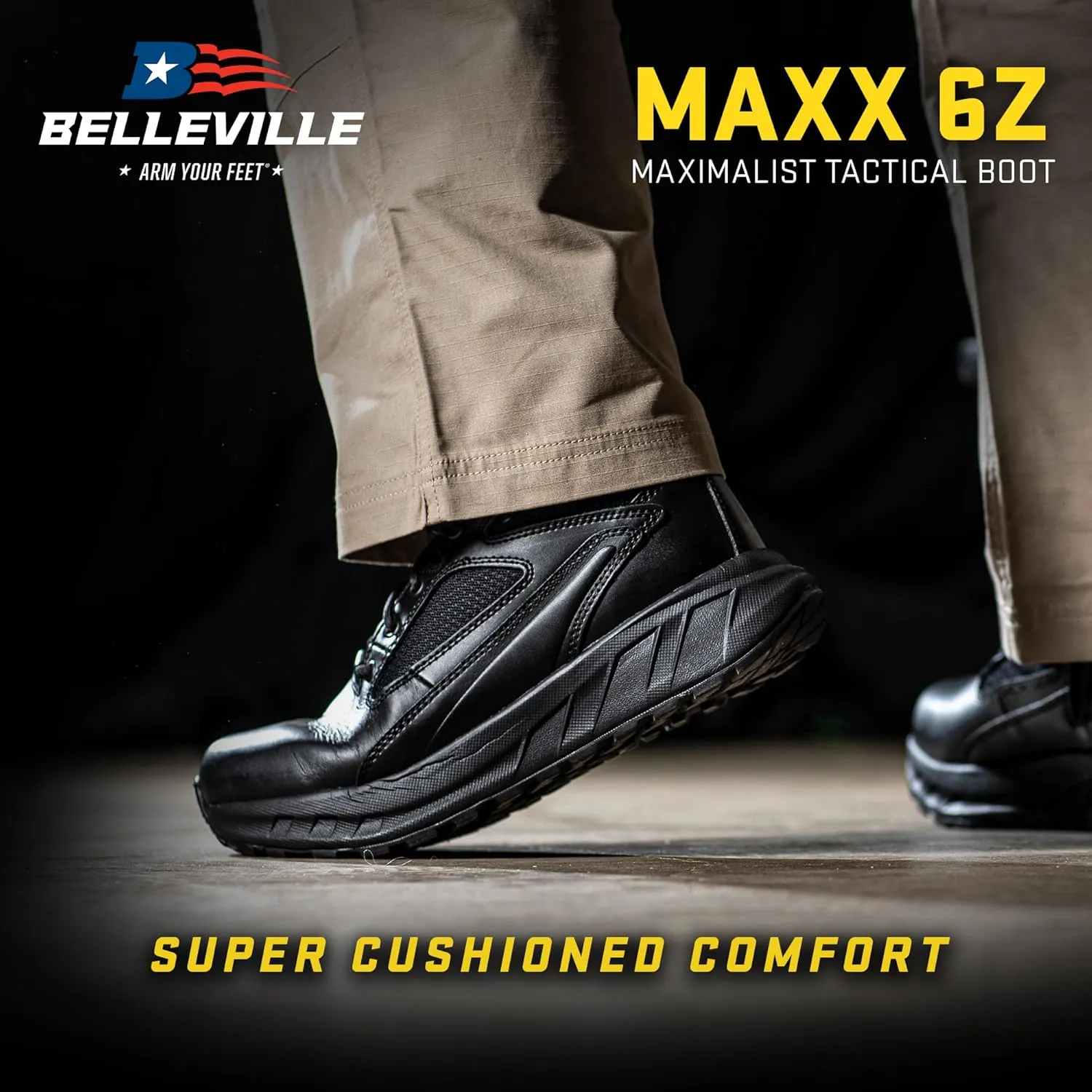 TACTICAL RESEARCH TR MAXX 6Z 6" Ultra-Cushioned Maximalist Black Tactical Boots for Men with Zipper - Designed for Police, EMS, and Security with Slip-Resistant Vibram Outsole