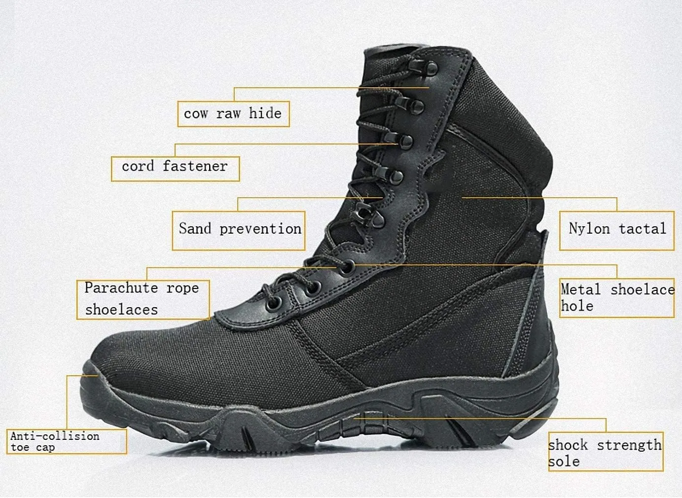 Tebapi Men Military Tactical Boots Backpacking Outdoor Hiking Camping Climbing Trekking Camouflage Ankle Boot Army Shoes Combat Waterproof Side Zipper