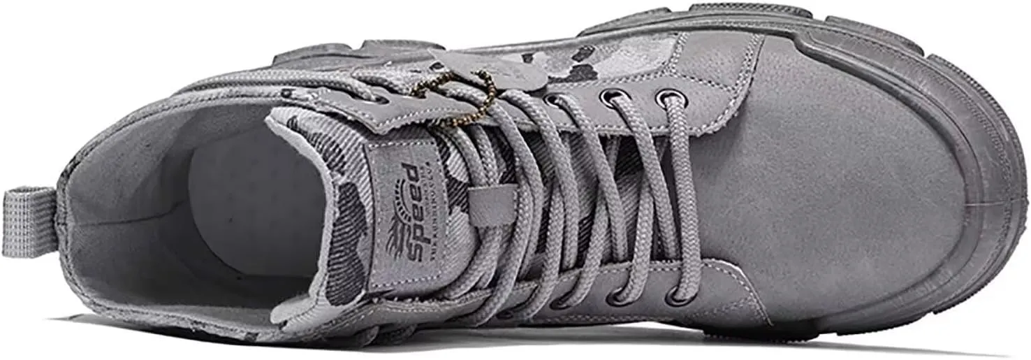 TERBOFIN Tactical Military Boots for Men Comfort Combat Boots Lightweight Camouflage High Top Canvas Boots with Soft Out-sole Thicker Heel for Casual Work Walking