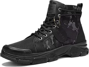 TERBOFIN Tactical Military Boots for Men Comfort Combat Boots Lightweight Camouflage High Top Canvas Boots with Soft Out-sole Thicker Heel for Casual Work Walking