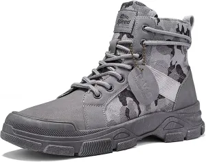 TERBOFIN Tactical Military Boots for Men Comfort Combat Boots Lightweight Camouflage High Top Canvas Boots with Soft Out-sole Thicker Heel for Casual Work Walking