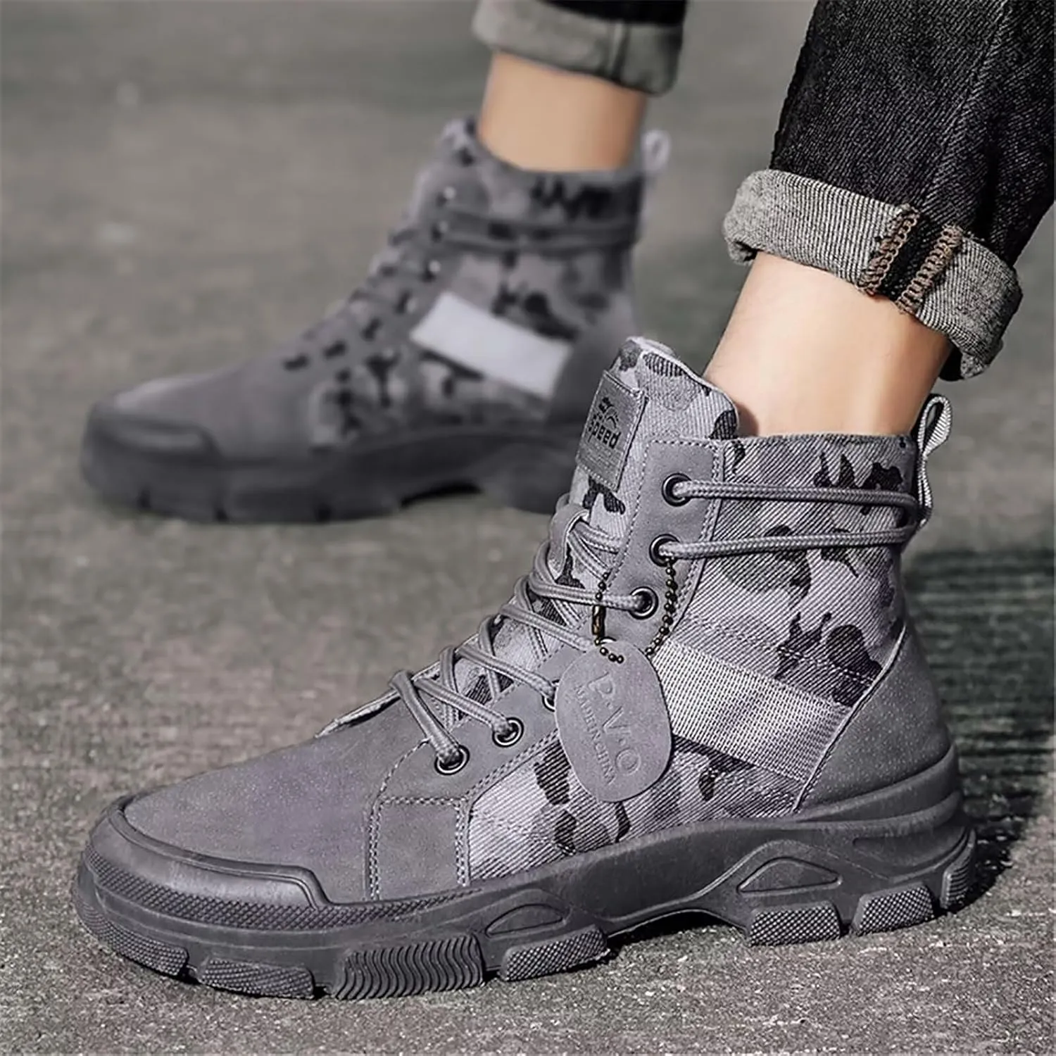 TERBOFIN Tactical Military Boots for Men Comfort Combat Boots Lightweight Camouflage High Top Canvas Boots with Soft Out-sole Thicker Heel for Casual Work Walking