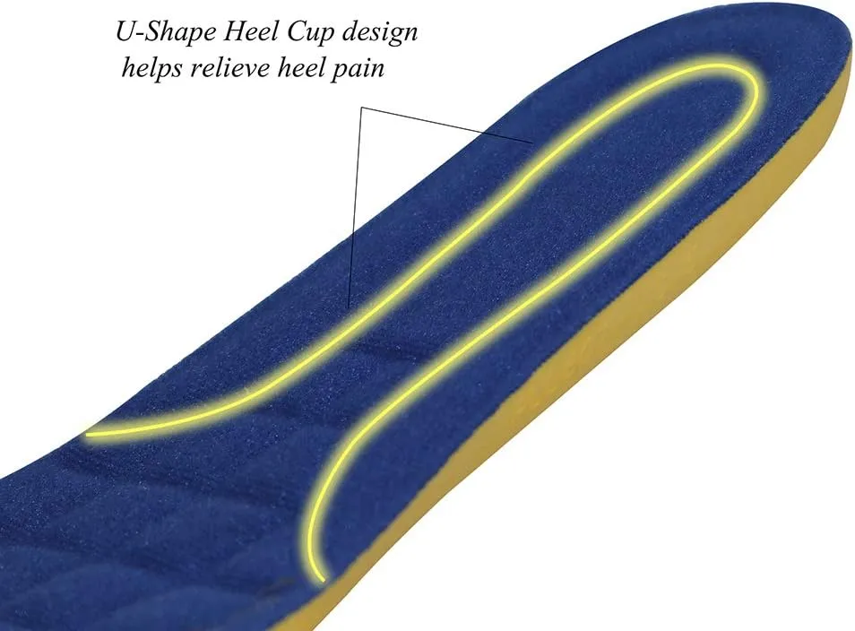 Thick Memory Foam Shoes Insert with Arch Support - Premium Cushioning Orthopedic Shoe Insoles for Heel Pain & Plantar Fasciitis, Running, Hiking, Working Men & Women (Blue Size 12)