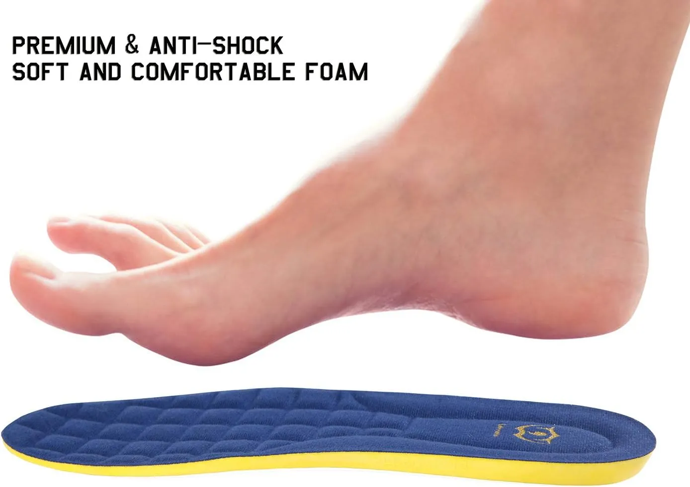 Thick Memory Foam Shoes Insert with Arch Support - Premium Cushioning Orthopedic Shoe Insoles for Heel Pain & Plantar Fasciitis, Running, Hiking, Working Men & Women (Blue Size 12)