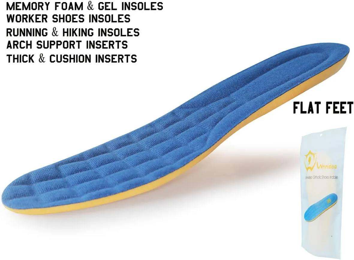 Thick Memory Foam Shoes Insert with Arch Support - Premium Cushioning Orthopedic Shoe Insoles for Heel Pain & Plantar Fasciitis, Running, Hiking, Working Men & Women (Blue Size 12)