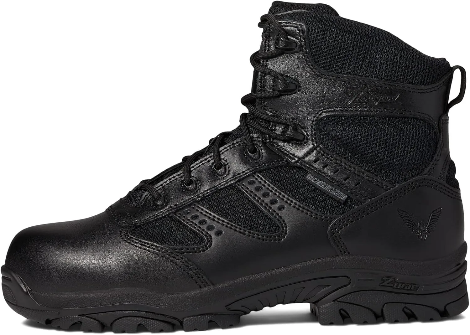 Thorogood Deuce 6” Waterproof Side-Zip Black Tactical Boots for Men and Women with Composite Safety Toe, Full-Grain Leather, and Slip-Resistant Outsole; BBP & EH Rated