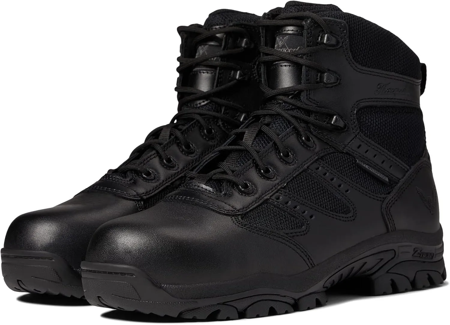 Thorogood Deuce 6” Waterproof Side-Zip Black Tactical Boots for Men and Women with Composite Safety Toe, Full-Grain Leather, and Slip-Resistant Outsole; BBP & EH Rated