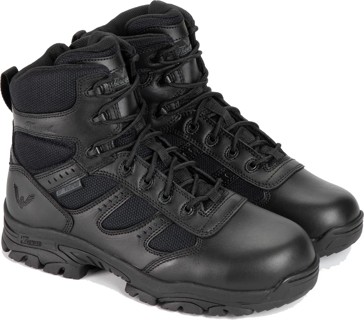 Thorogood Deuce 6” Waterproof Side-Zip Black Tactical Boots for Men and Women with Full-Grain Leather, Soft Toe, and Slip-Resistant Outsole; BBP & EH Rated