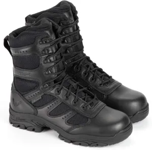 Thorogood Deuce 8” Waterproof Side-Zip Black Tactical Boots for Men and Women with Full-Grain Leather, Soft Toe, and Slip-Resistant Outsole; BBP & EH Rated