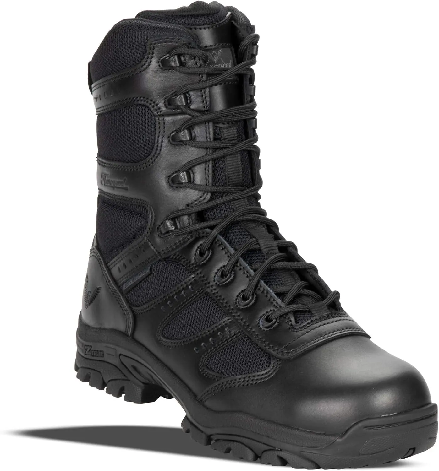 Thorogood Deuce 8” Waterproof Side-Zip Black Tactical Boots for Men and Women with Full-Grain Leather, Soft Toe, and Slip-Resistant Outsole; BBP & EH Rated