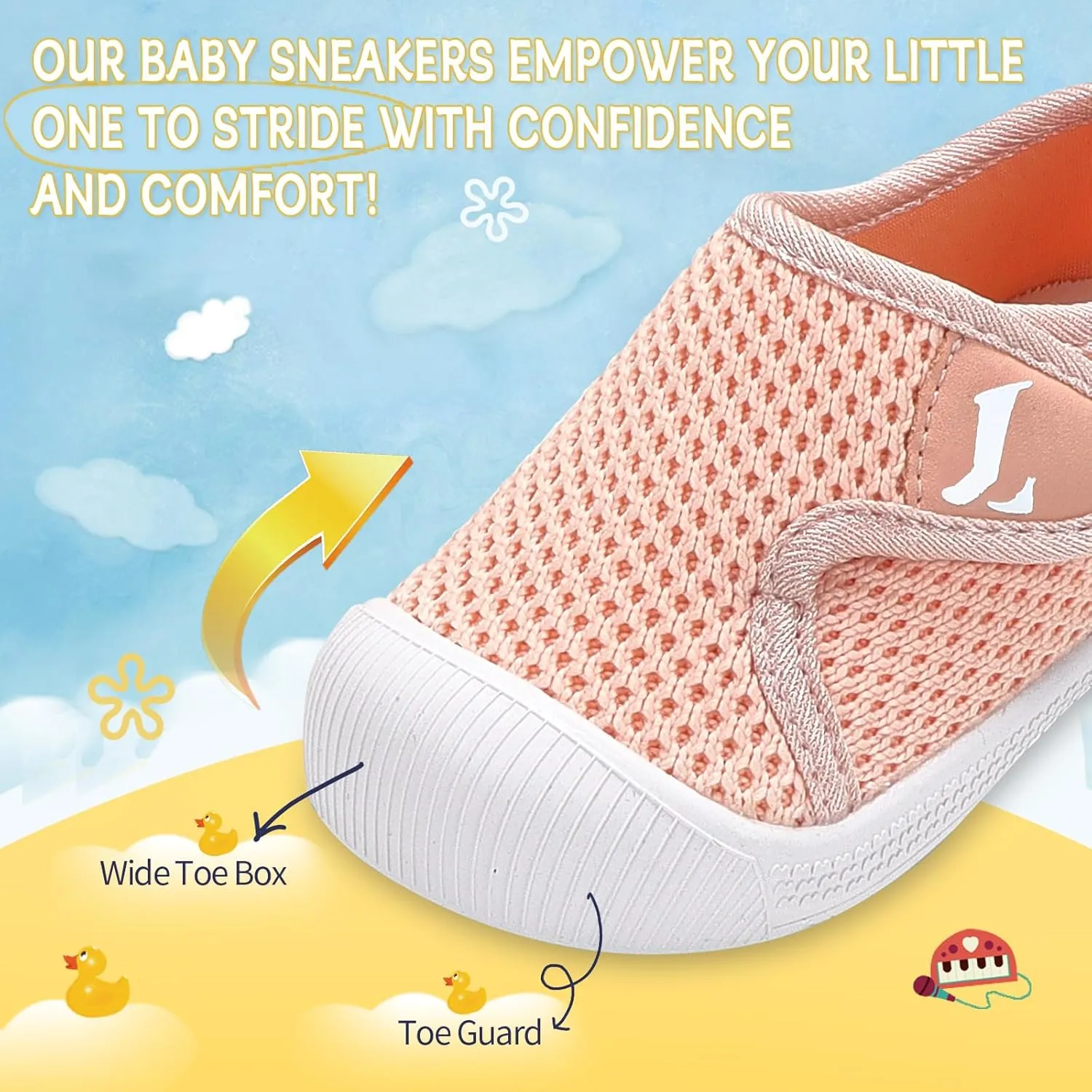 Toddler Shoes,Non-Slip Toddler Sneakers, Lightweight Baby Walking Shoes,Baby First Steps Shoes,Baby Girl Shoes, Baby Boy Shoes, Soft Sole Learning to Walk Shoes,Hook&Loop Baby Shoes 6 9 12 24 Months