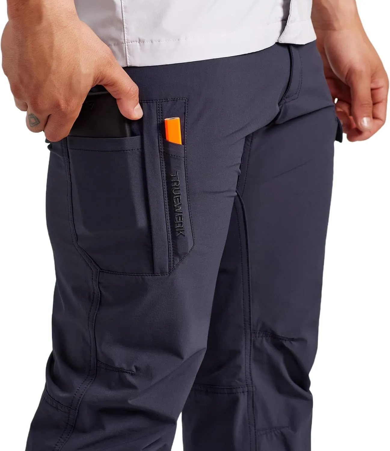 TRUEWERK Men’s Work Pants - T1 WerkPants Relaxed Fit, Lightweight, Moisture Wicking, Tactical Cargo Pants with 4-Way Stretch