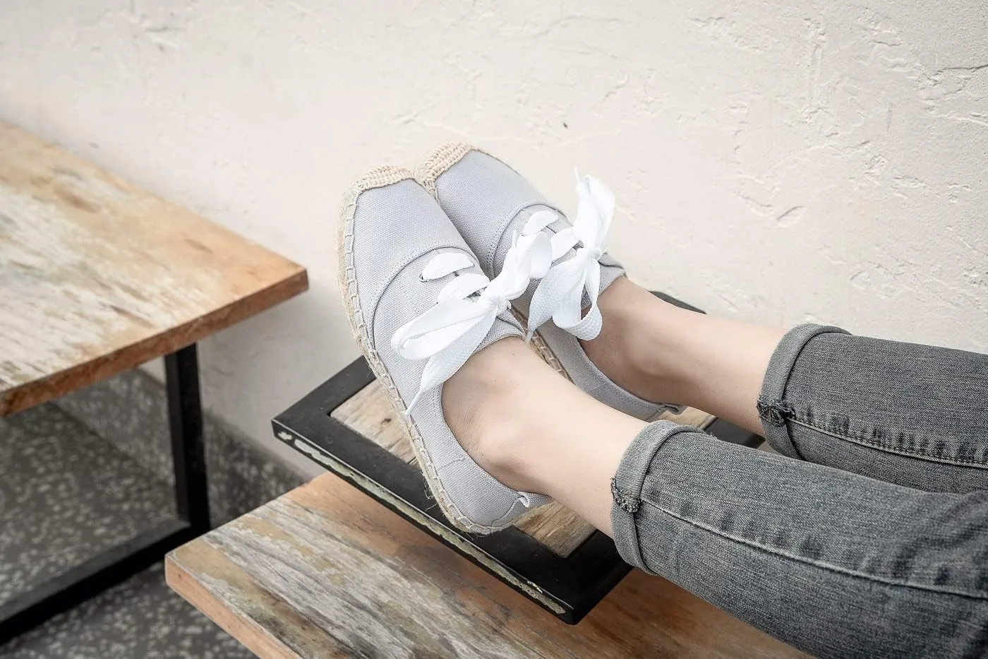 U-lite Women's Canvas White Shoes Platform Espadrille Classic Fashion Comfort Casual Lace Up Low Cut Sneakers