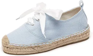 U-lite Women's Canvas White Shoes Platform Espadrille Classic Fashion Comfort Casual Lace Up Low Cut Sneakers
