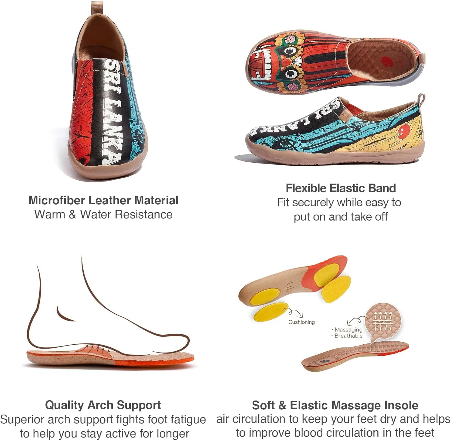 UIN Women's Artistic Design Slip-On Microfiber PU Shoes Stylish Comfortable Casual Loafers Lightweight Everyday Travel Footwear